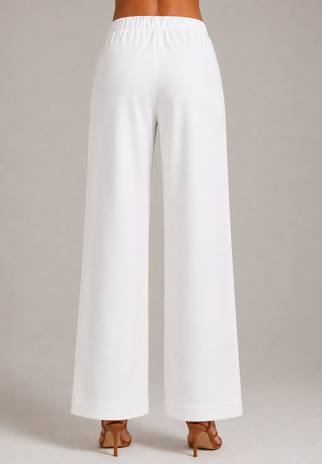 WHITE STRAIGHT COTTON FLEX PANT