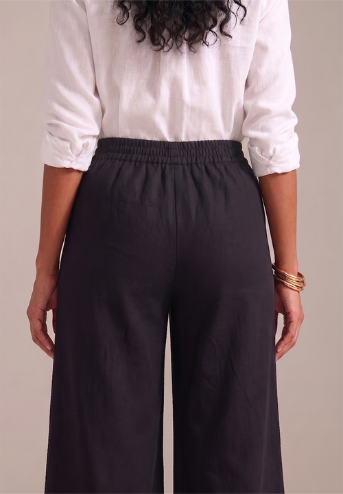 BLACK WIDE COTTON FLEX PANT
