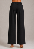 BLACK STRAIGHT COTTON FLEX PANT