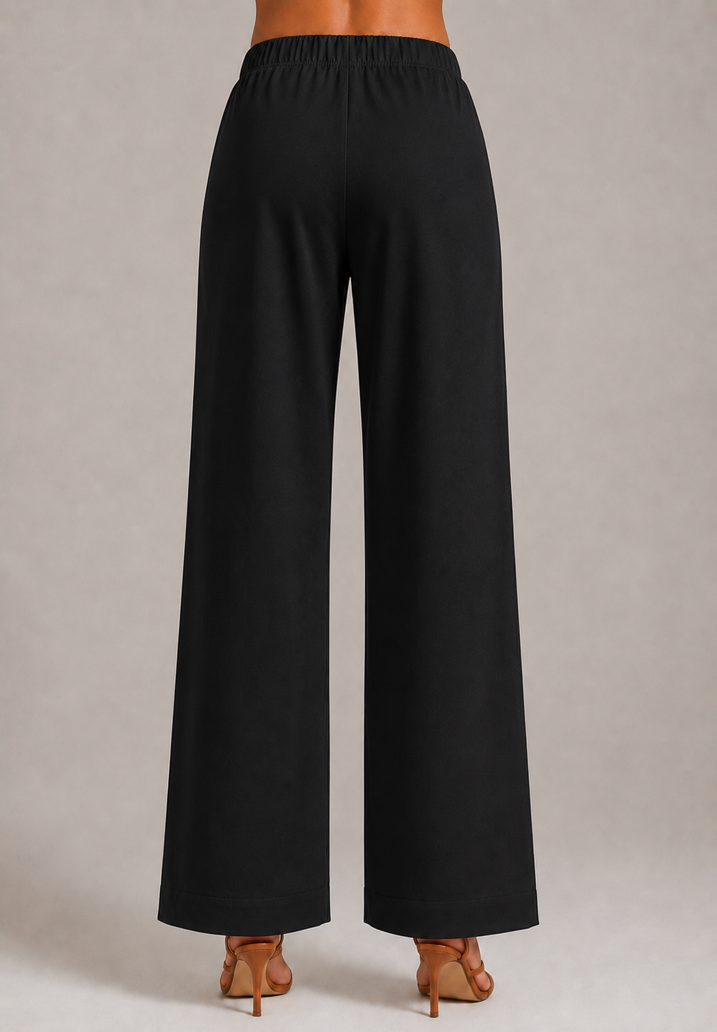 BLACK STRAIGHT COTTON FLEX PANT