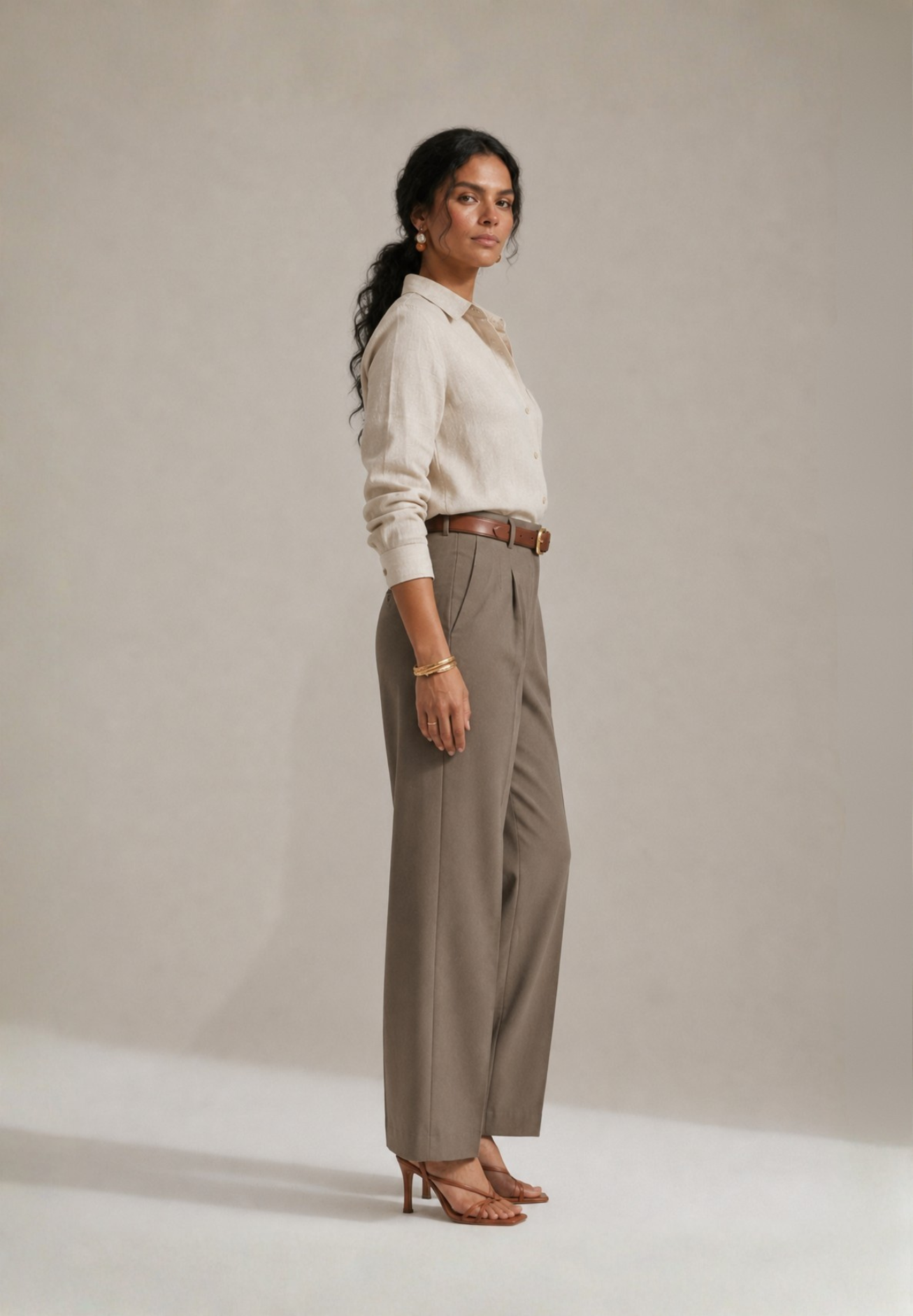 BEIGE COTTON LINEN SHIRT