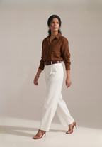 BROWN COTTON LINEN SHIRT