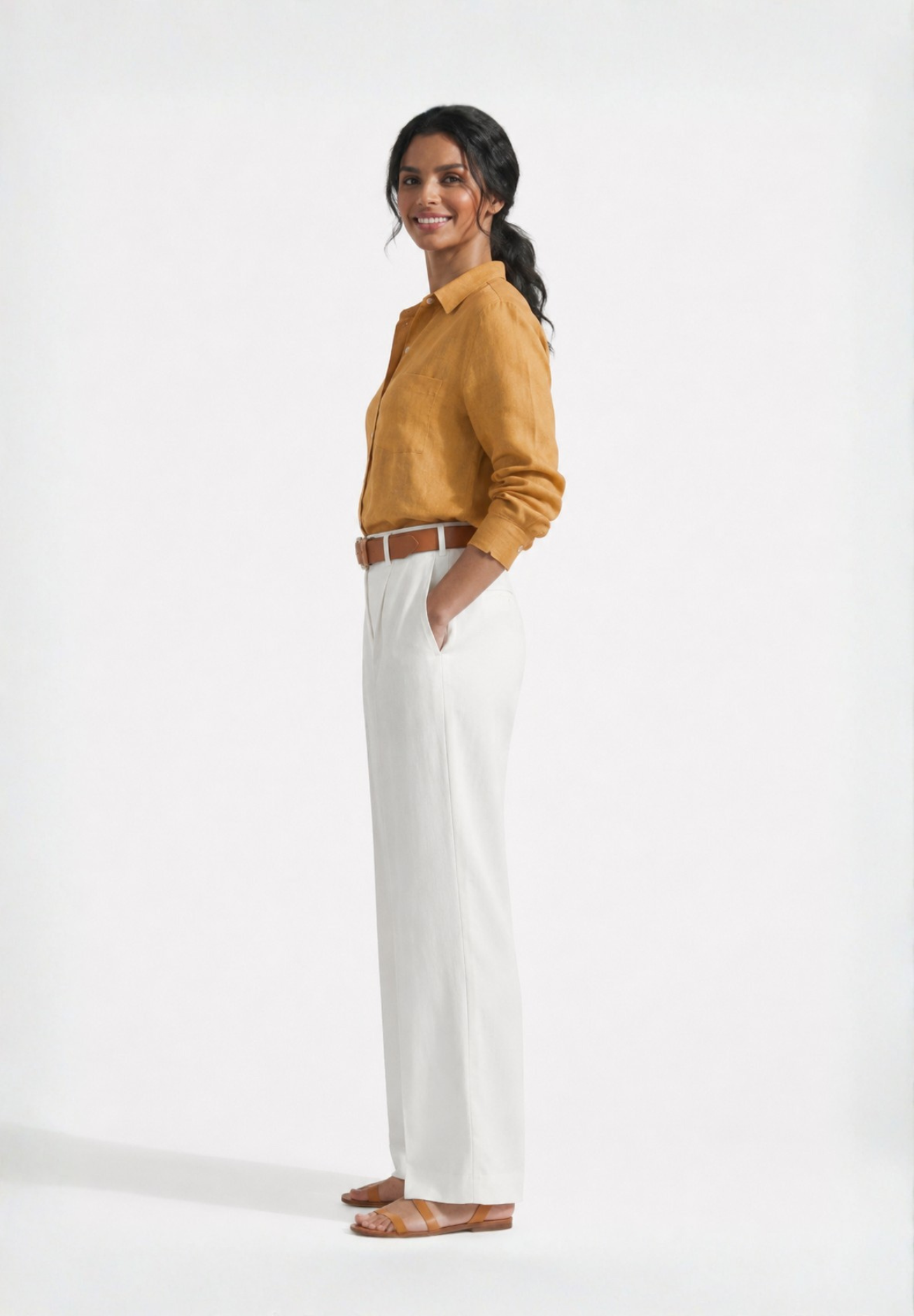 YELLOW COTTON LINEN SHIRT