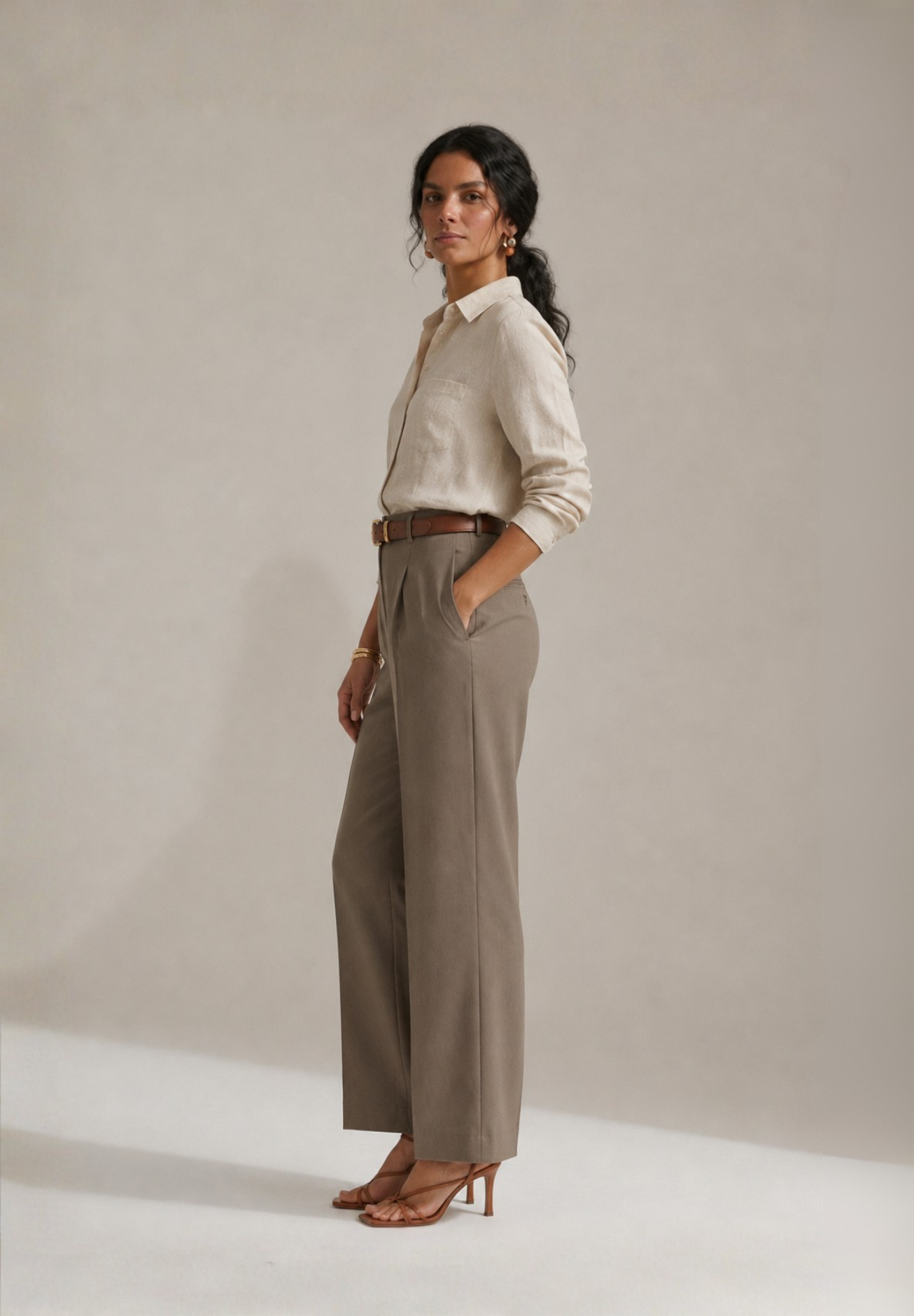 BEIGE COTTON LINEN SHIRT