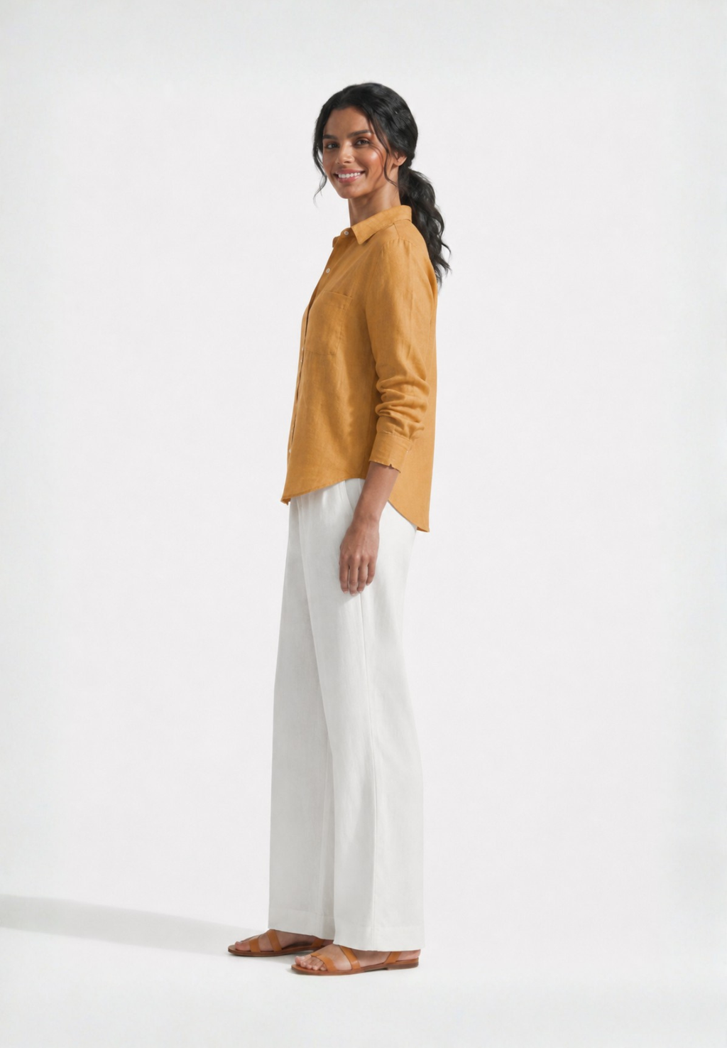 YELLOW COTTON LINEN SHIRT