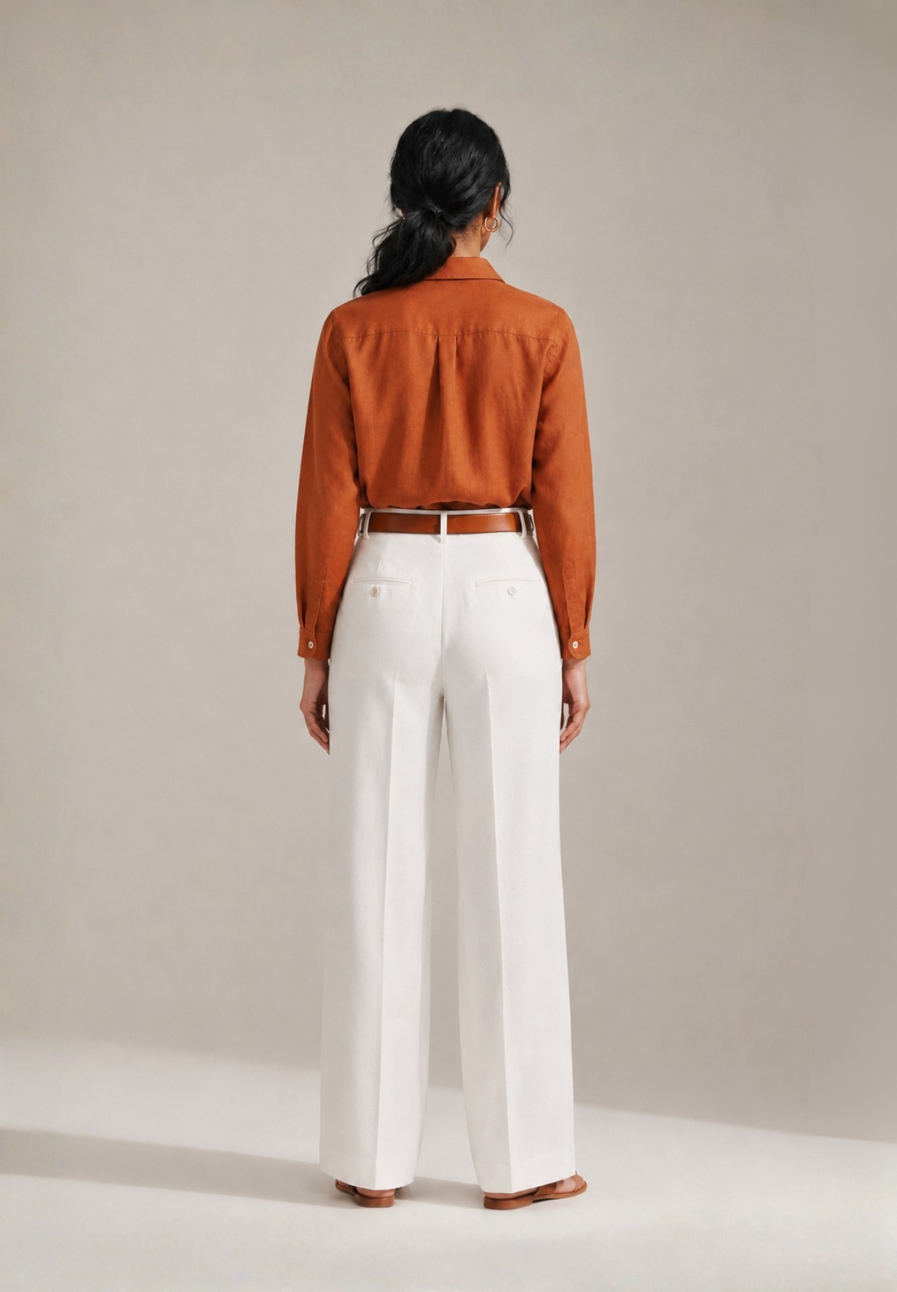 RUST COTTON LINEN SHIRT