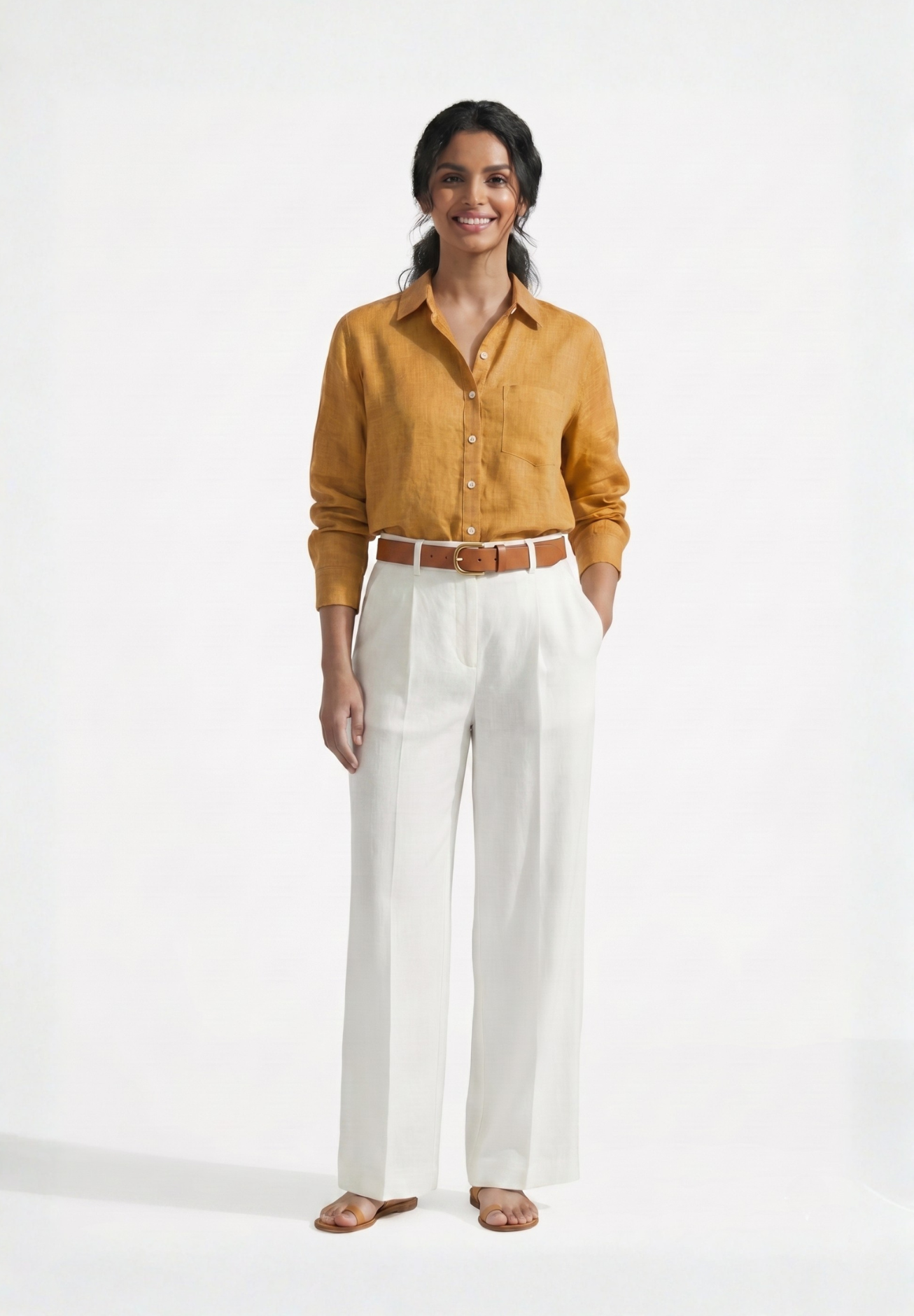 YELLOW COTTON LINEN SHIRT