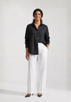 BLACK COTTON LINEN SHIRT