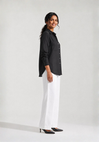 BLACK COTTON LINEN SHIRT